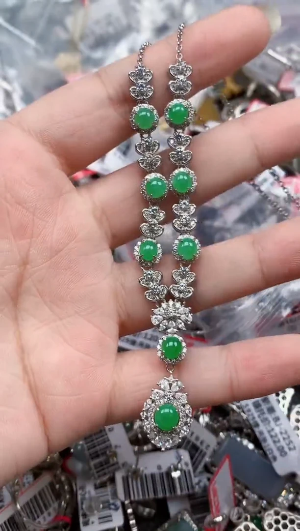 银S925镶嵌戒指翡翠天然A货缅甸翡翠