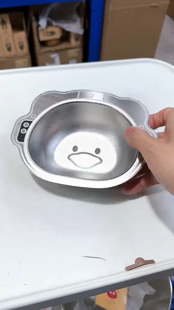【闪购商品】瓷片航天小鸭不锈钢双耳碗