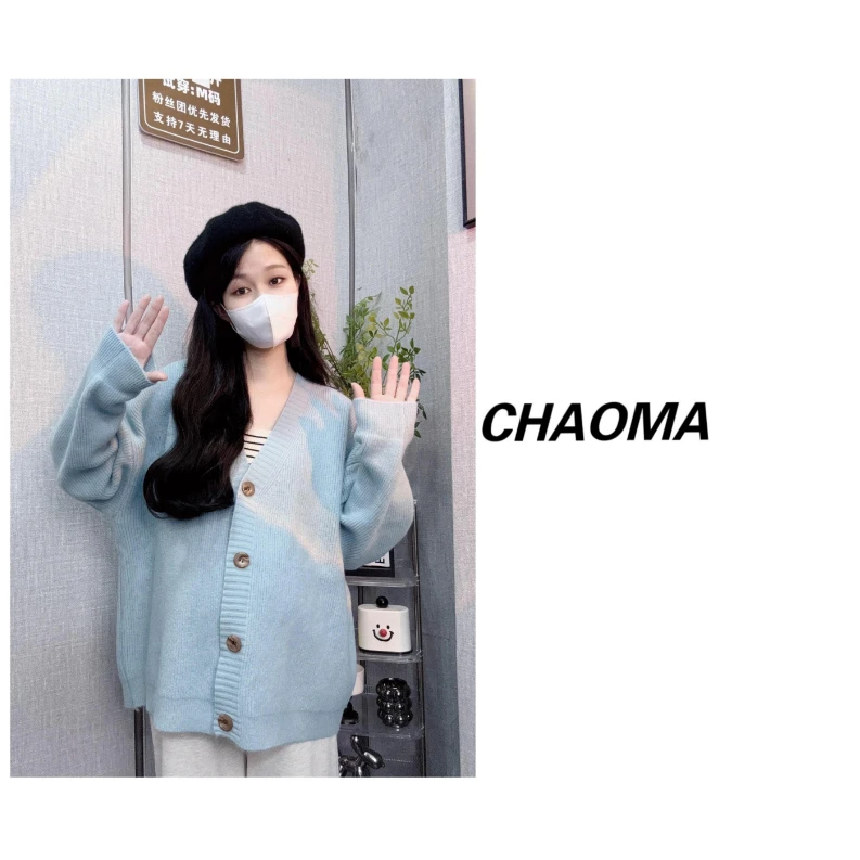 孕妇秋季时尚加厚开衫气质甜美减龄设计感V领网红长袖宽松外套