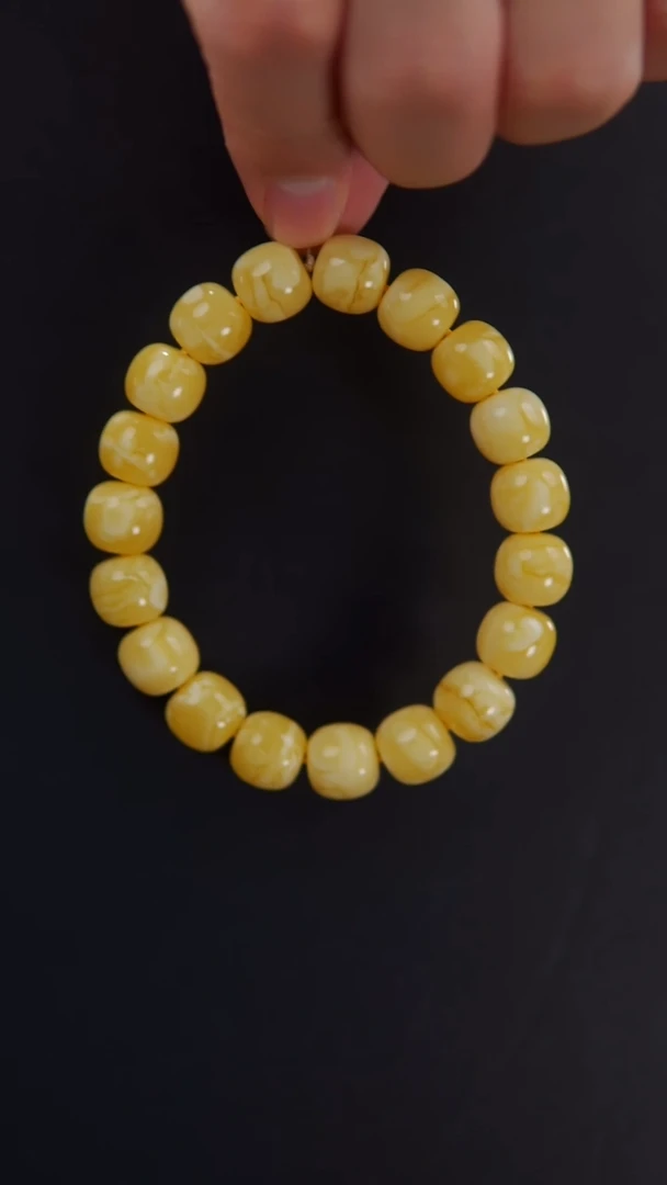 【闪购商品】蜜蜡裸石未镶嵌12焦皮骨花老型手串19.7