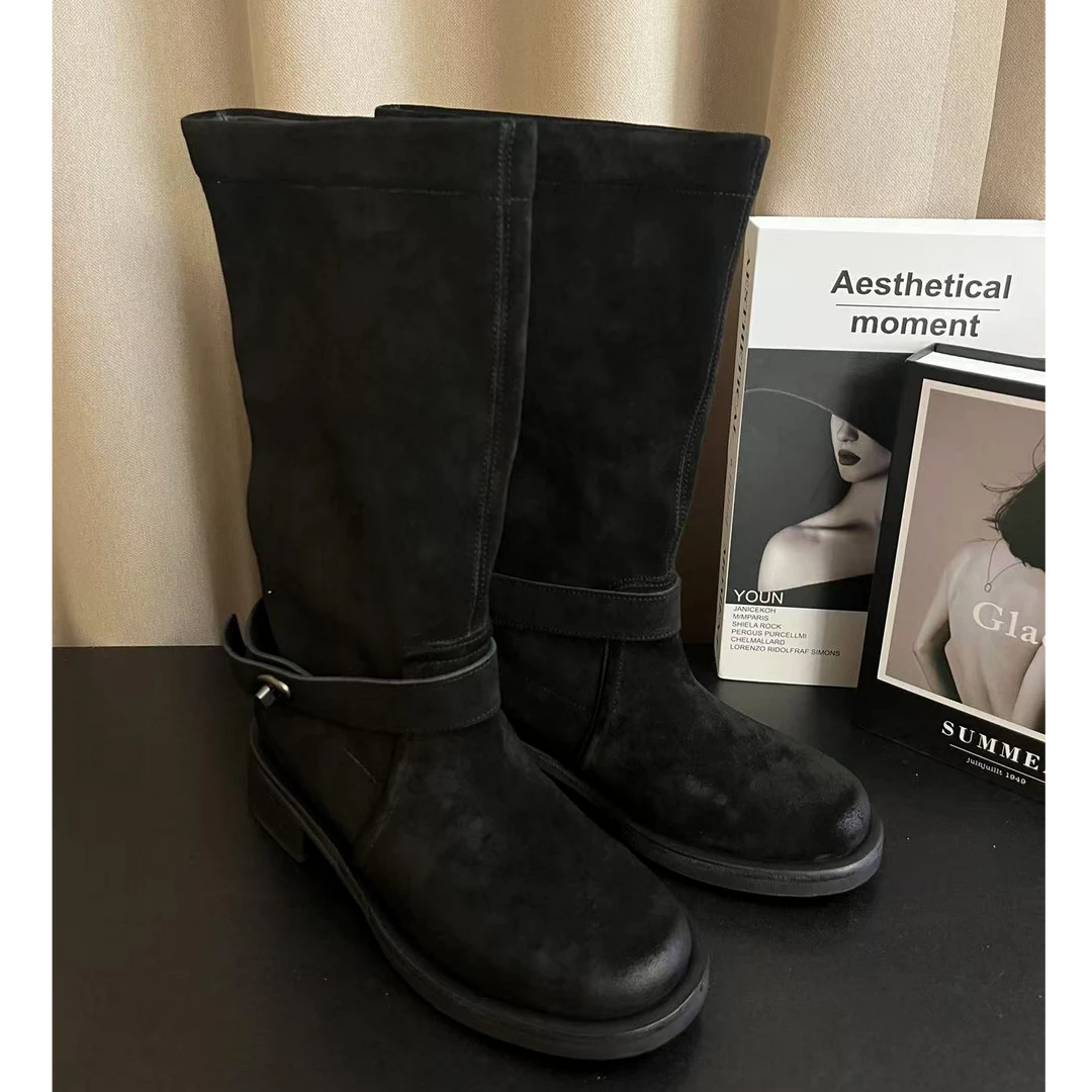 【孤品特价】高丝光牛猄皮 厚底长靴（212-L10）