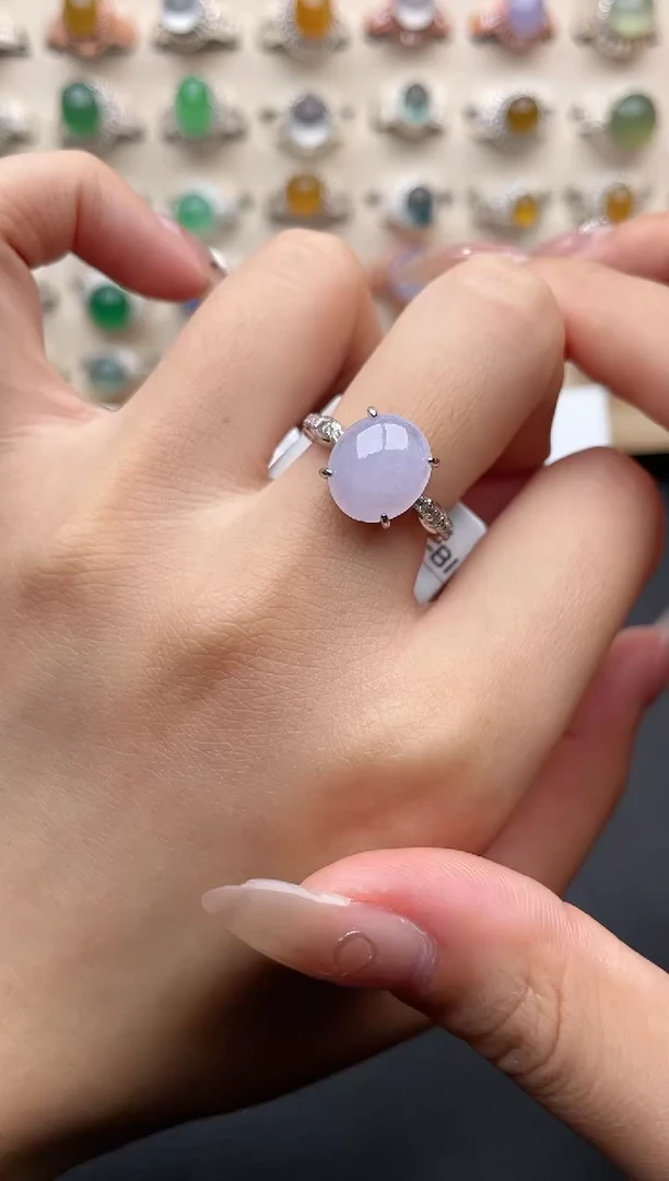 【闪购商品】翡翠戒指银S925镶嵌一物一证一礼盒