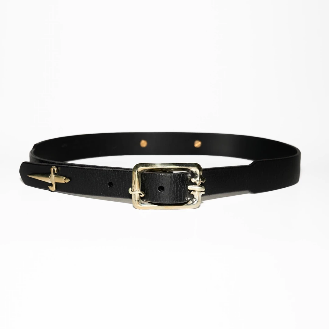 igang 花剑镀银宝剑插腰间镂空头层美国牛皮裂纹皮带腰带