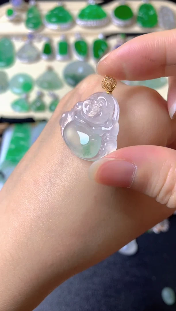 吊坠(不含链)18K金镶嵌翡翠认**你吊坠