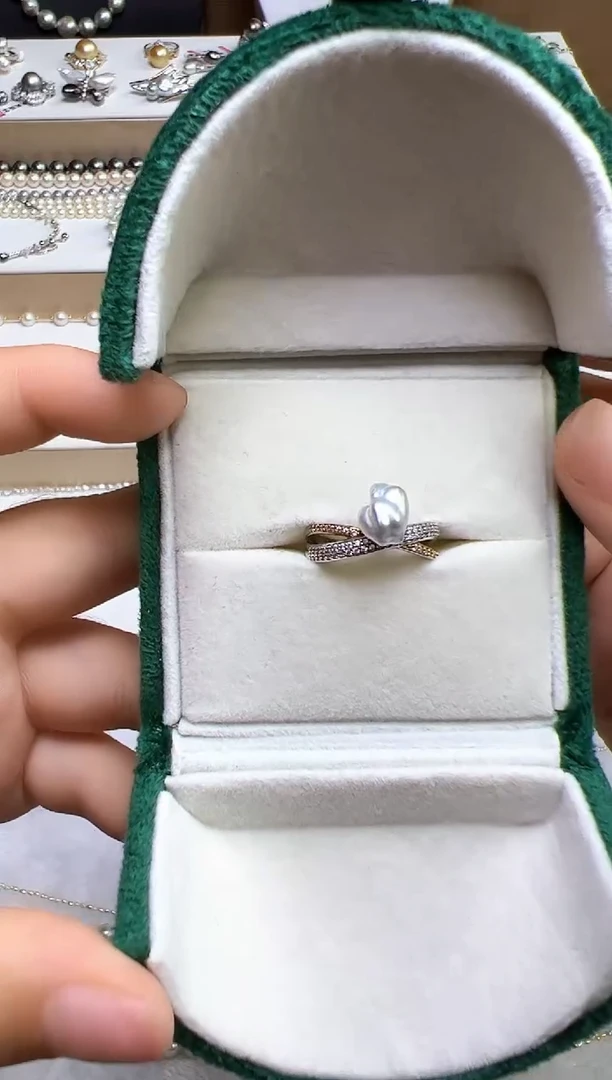 海水珍珠戒指银S925镶嵌澳白