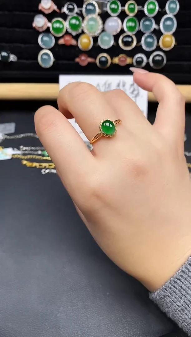 银S925镶嵌戒指翡翠3787