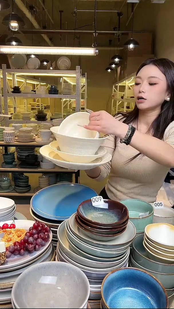 瓷148外贸尾货高温釉下彩陶瓷餐具默认微瑕