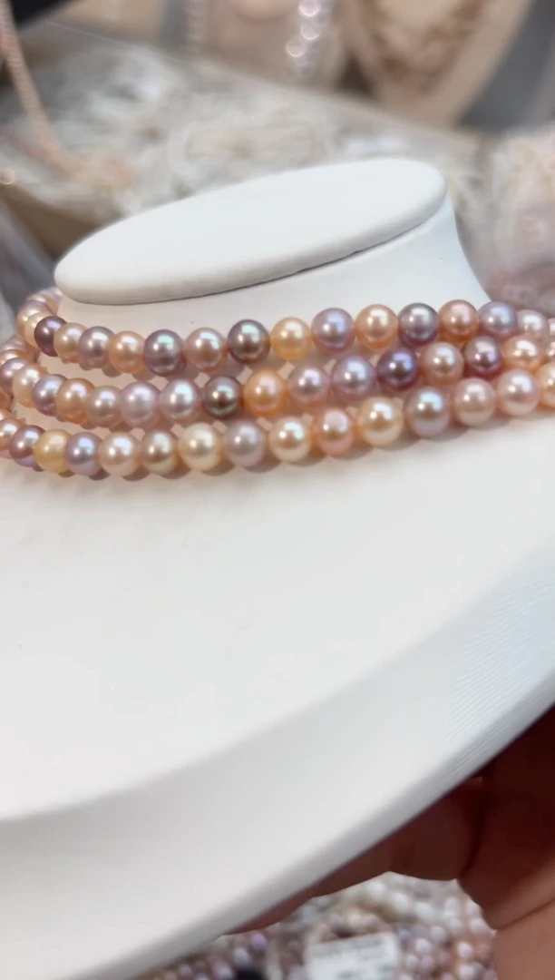 未镶嵌39淡水珍珠无核*糖果色珍珠项链（多样性发一5-6mm）