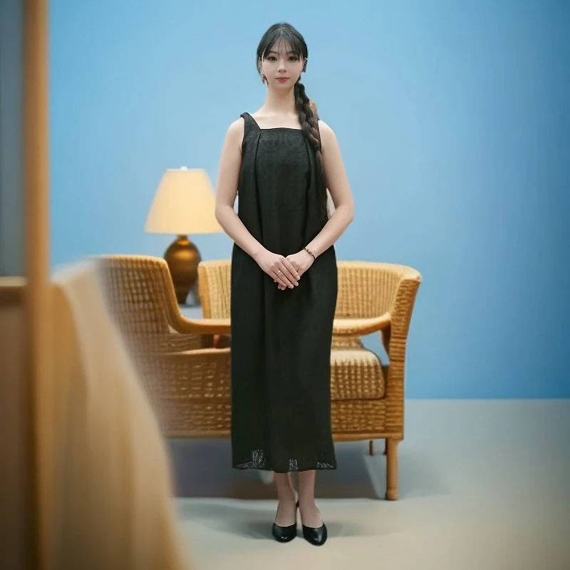 上海鉴界传统中国风吊带长裙流墨非遗四经花罗新中式设计师长裙