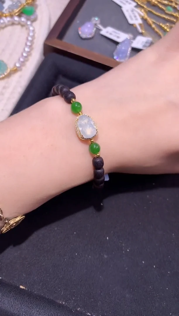 银S925镶嵌手串翡翠手串