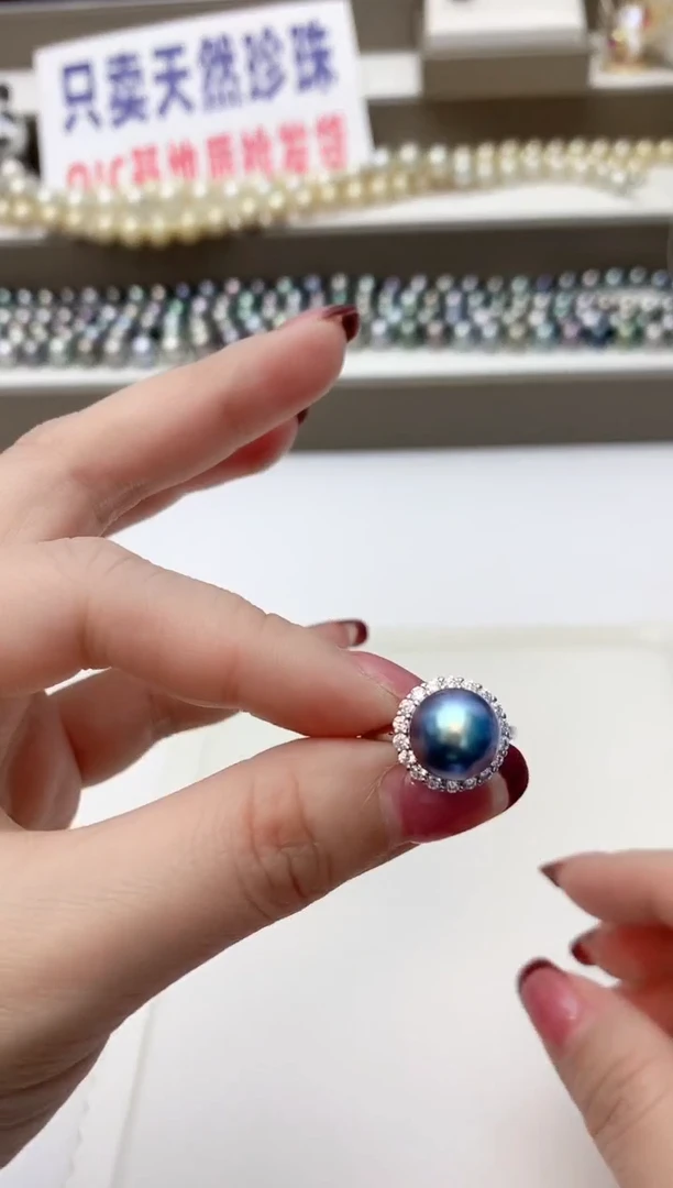 银S925镶嵌戒指海水珍珠A29
