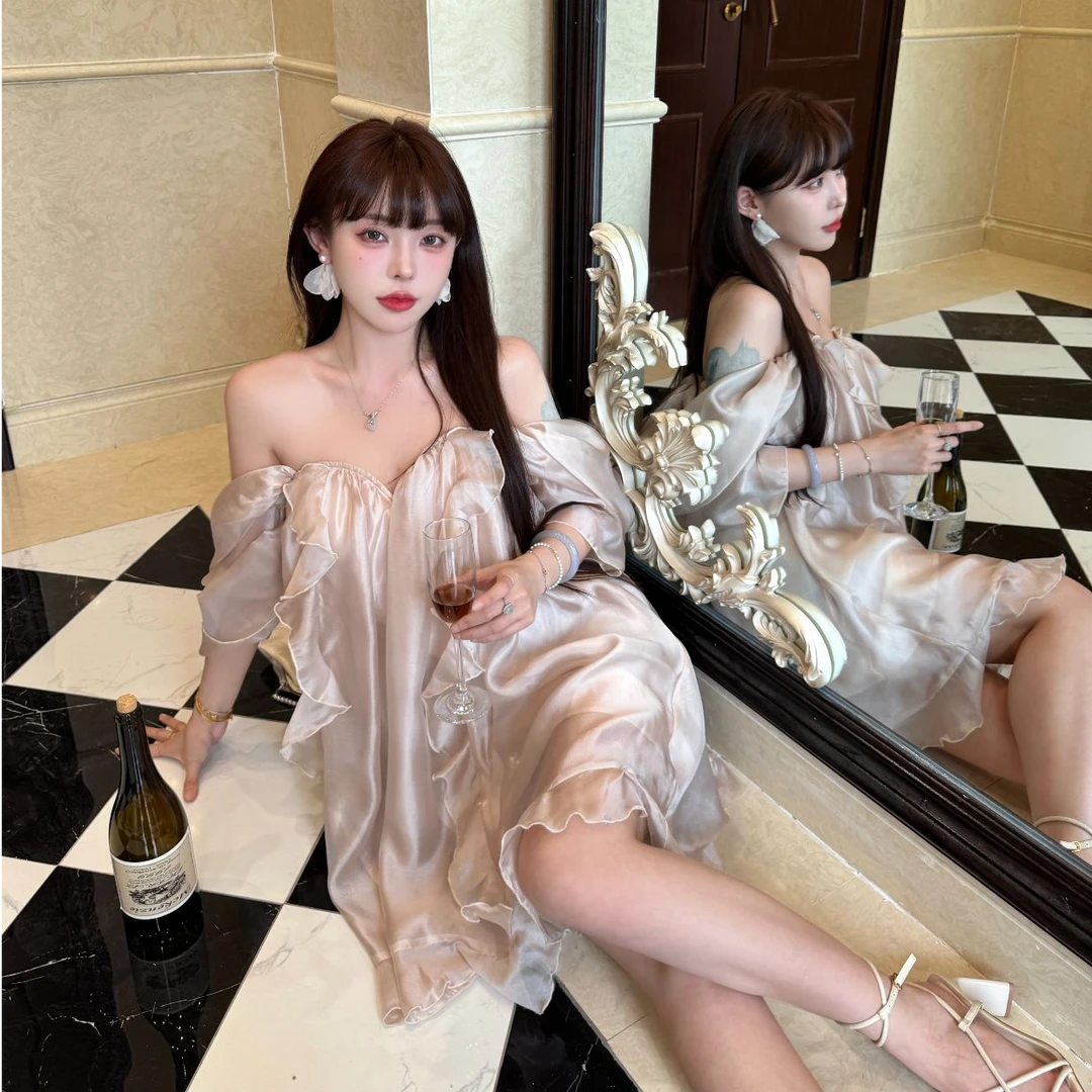 Cc诗宝【南法假日】一字领宽松裙