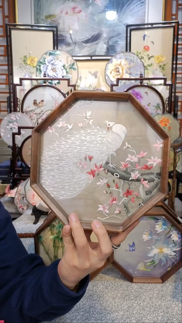 扇子纯手工2丝苏绣摆件