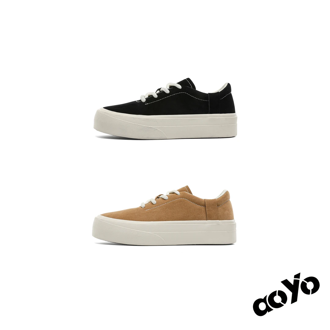 aoyo极简穿搭新款厚底增高板鞋复古百搭潮流休闲帆布鞋