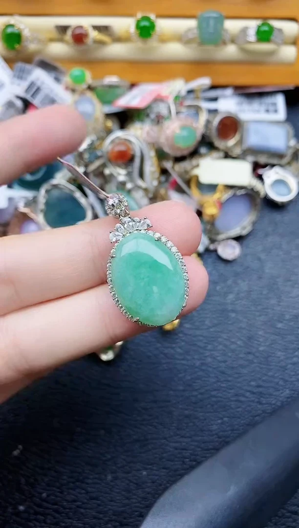 银S925镶嵌戒指翡翠1