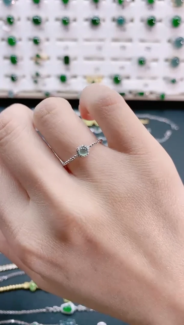 【闪购商品】翡翠戒指银S925镶嵌天然翡翠