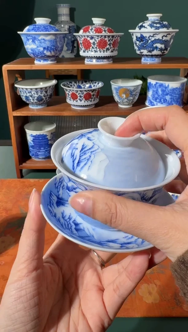 【闪购商品】杯画堂春雪景三才盖碗