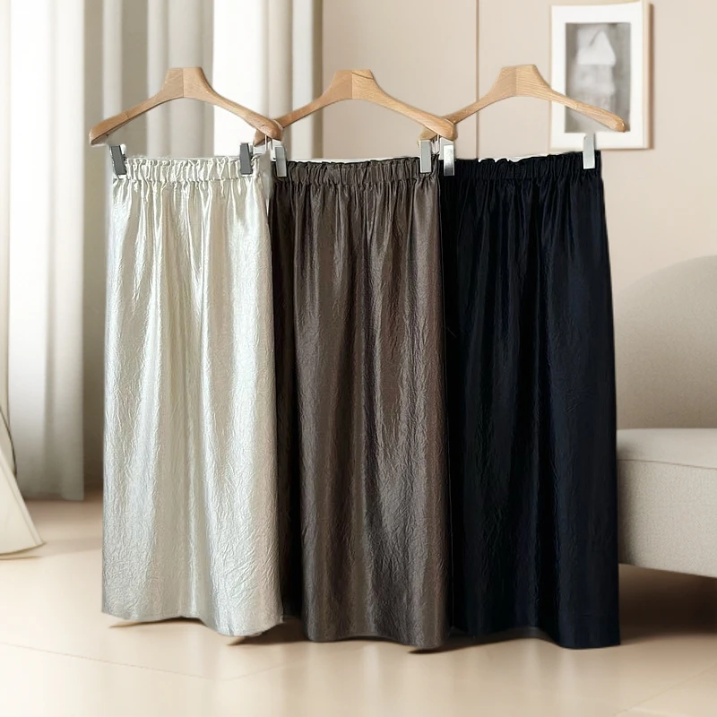 Pada.嘻&keke【流光裙】法式氛围感 光泽半身裙 157 Hi Fortune