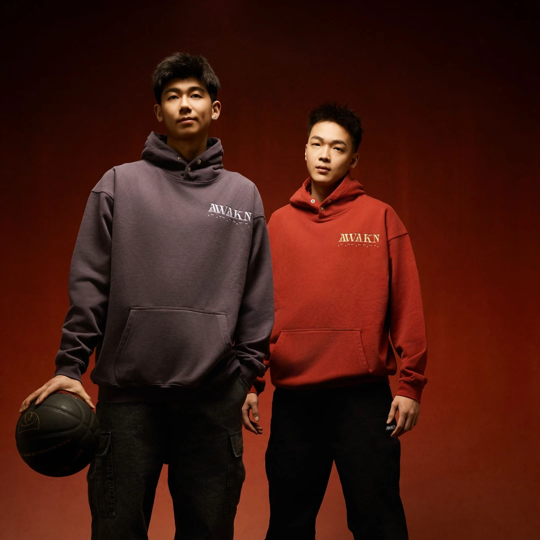 AWAKN 摩斯密码 帽衫重磅万针刺绣磨毛宽松许文皓徐通鸭子同款