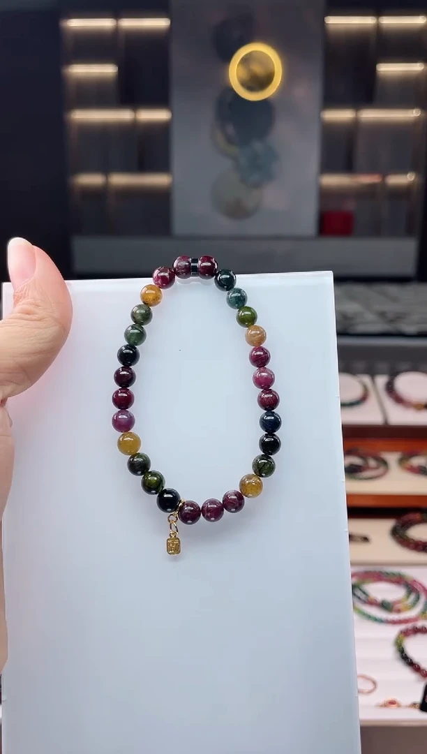 未镶嵌老矿碧玺单圈手串6mm+碧玺（多样性发一条）Q