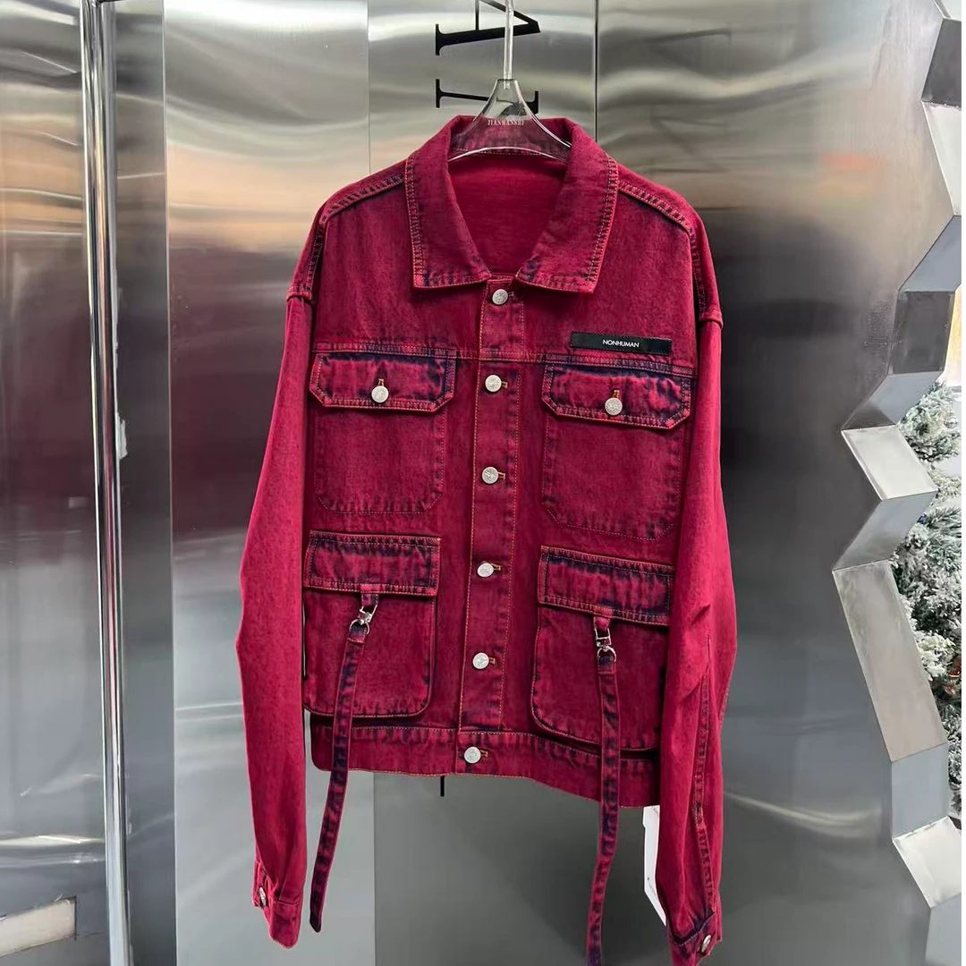 JIANMANSI原创设计师品牌秀场明星同款重工洗水特染工装牛仔外套
