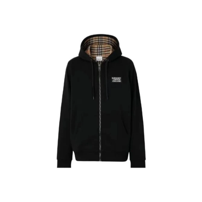 BURBERRY/博柏利FW22 纯色Logo字母拉链连帽卫衣外套 8025913/BCJ
