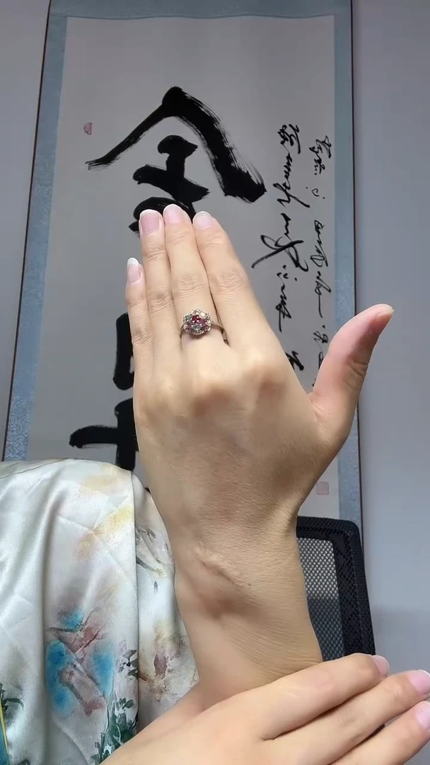 银S925镶嵌戒指碧玺戒指