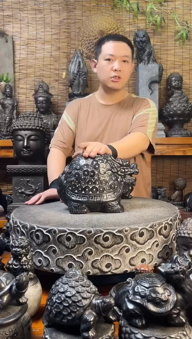 石材30金钱龙龟天然青石雕刻