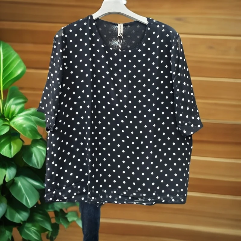 125双层纱黑白点短袖上衣