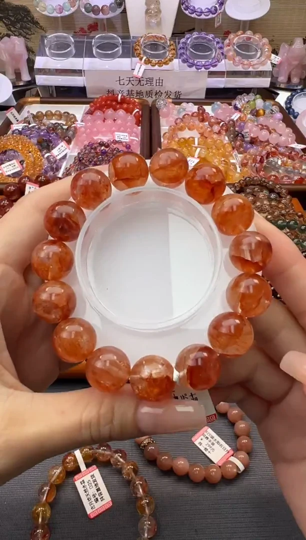 未镶嵌手串水晶红胶花手串15m