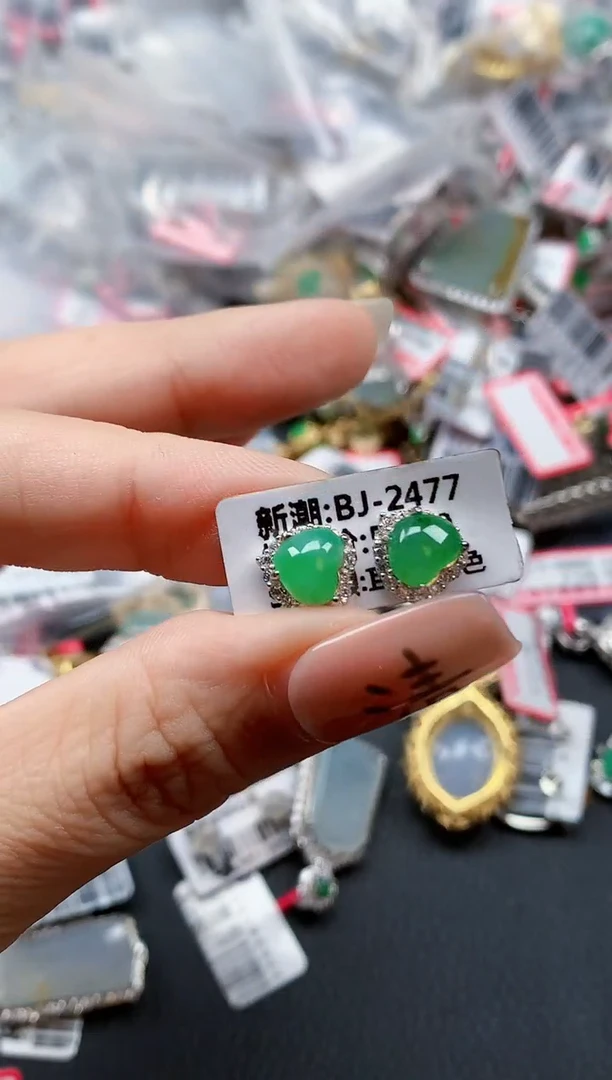 银S925镶嵌戒指翡翠天然A货缅甸翡翠