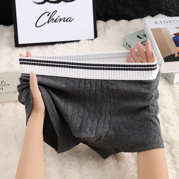 2025新款简约棉质男士内裤大码平角裤肌理时尚男生运动透气短裤衩