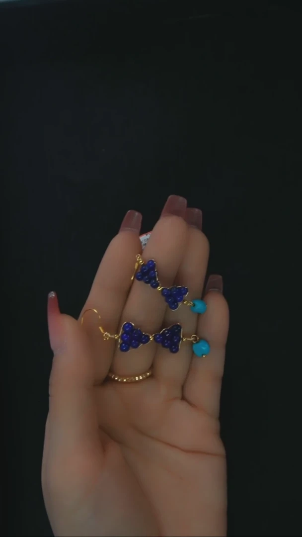 【闪购商品】青金石耳环银S925镶嵌发货一件