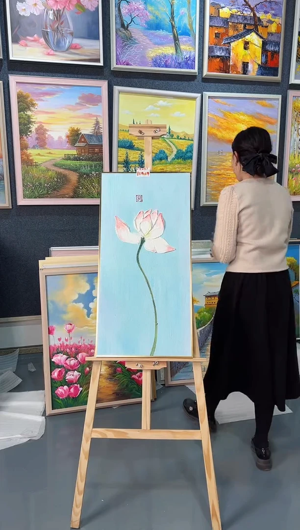 【闪购商品】油画47号 40*80 荷花-手绘油画