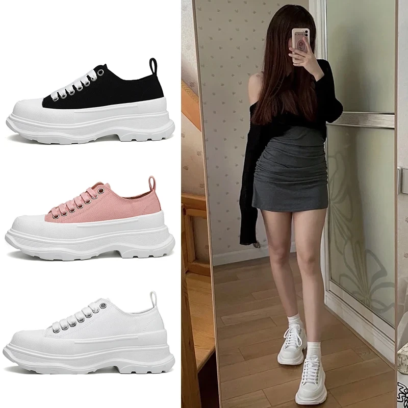 【DR官方旗舰】9cm小个子内增高厚底麦昆帆布鞋女2025百搭松糕休闲