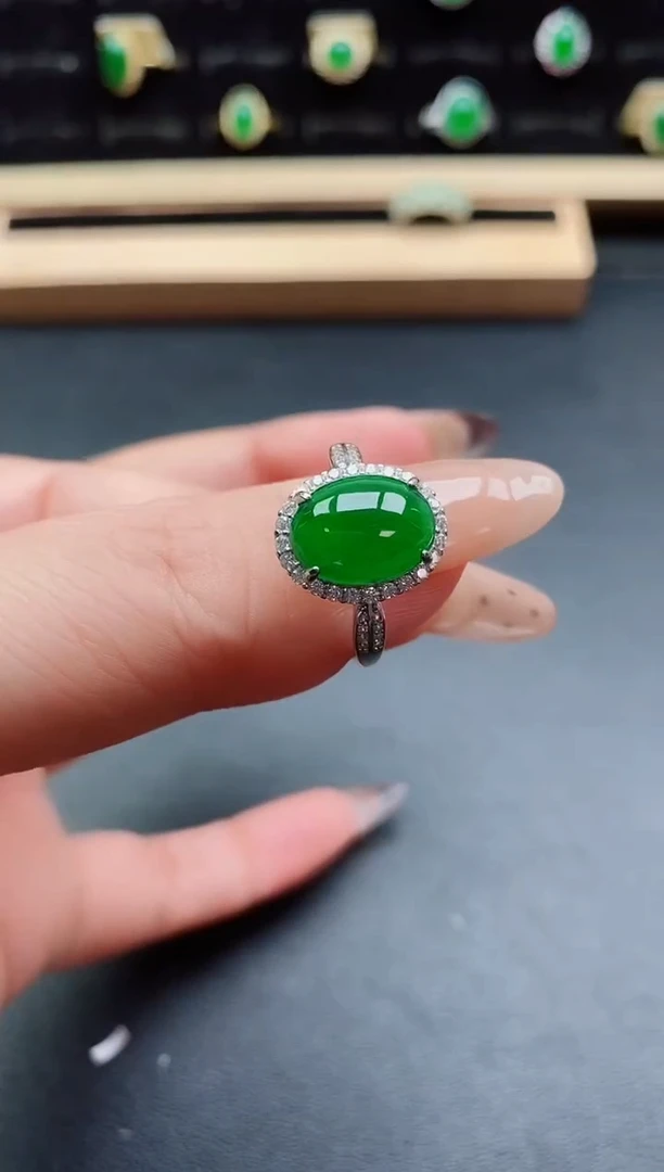 银S925镶嵌戒指翡翠1