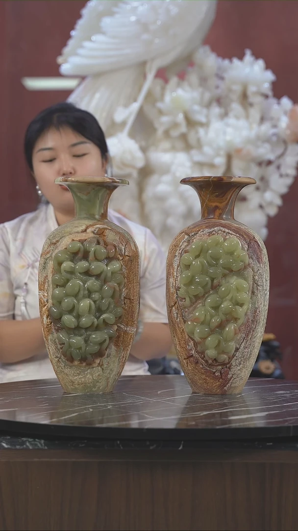玉居家商务豆芽瓶摆件