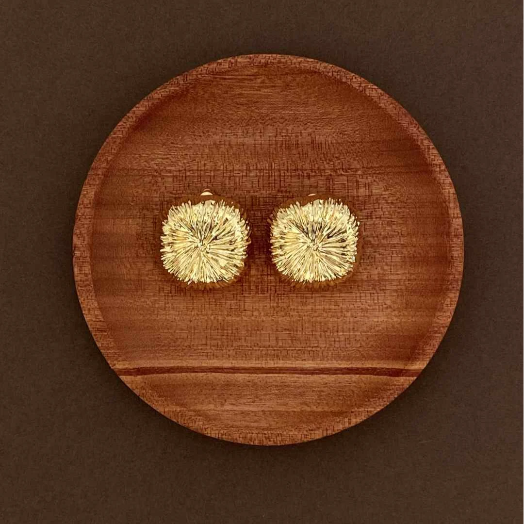 黄铜耳饰 宋佳同款花火烟花拉丝系列方形耳环复古名媛高级感耳钉