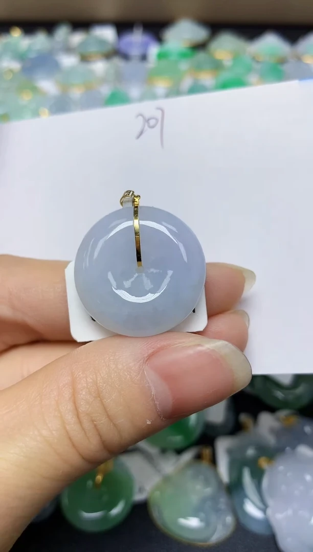 翡翠18K金镶嵌颈饰 天然翡翠A货