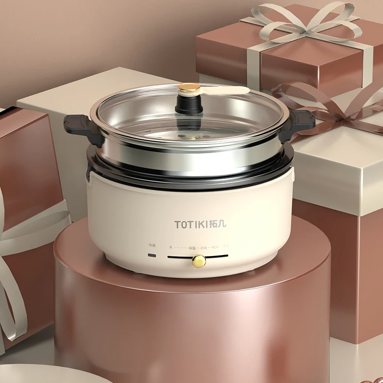 TOTIKI/拓几 4.5L 大容量大功率分体式电煮锅不粘内胆带蒸笼