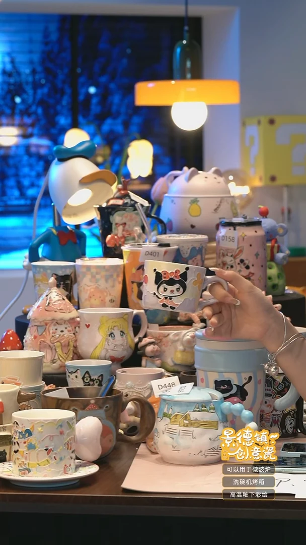 摆件 A047景德镇手工手绘杯子摆件