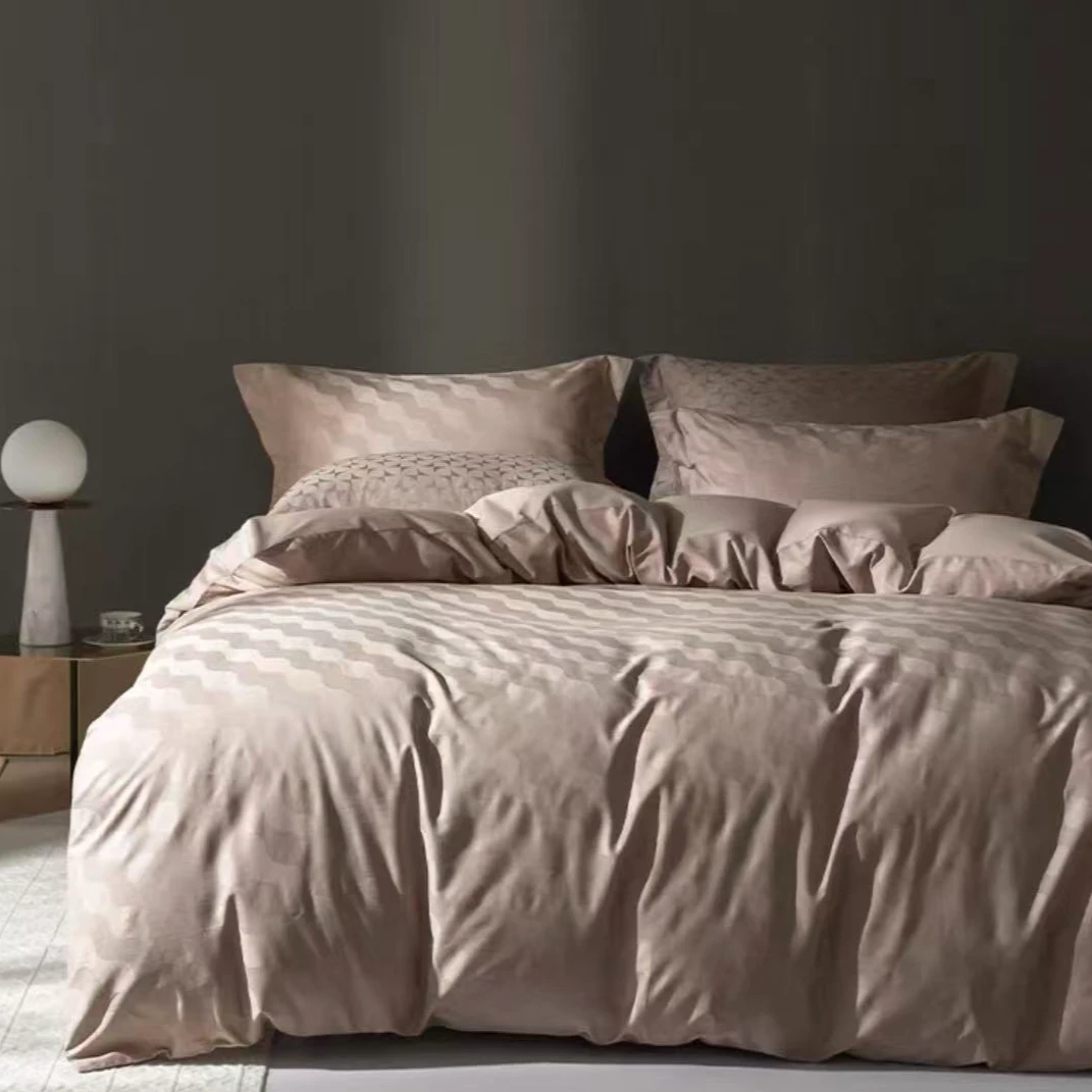 专享【京会社】全面提花贡缎四件套 奶咖色