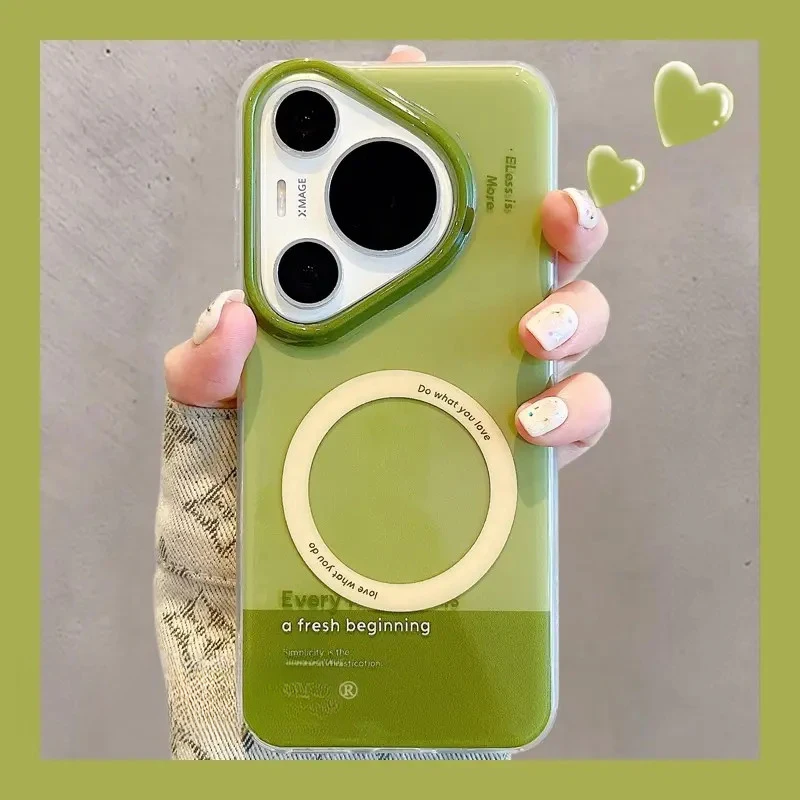 适用华为pura80pro新款手机壳创意拼色英文70pro磁吸双层新款IMD