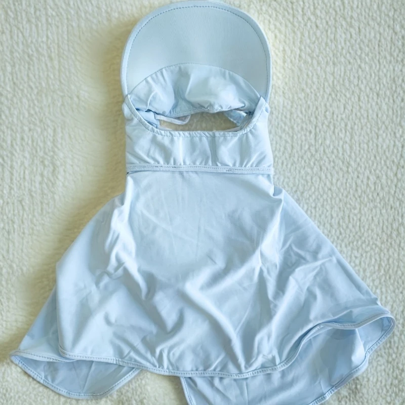 D801冰丝薄款防晒面罩遮全脸帽檐一体女夏季防紫外线护颈