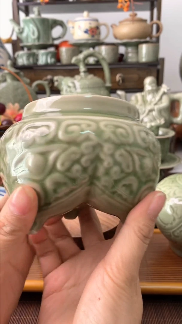 【闪购商品】耀州窑 三足无盖茶叶罐 烟灰缸一只