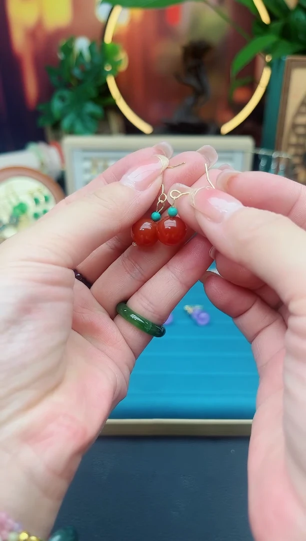 玛瑙/玉髓耳饰银S925镶嵌424