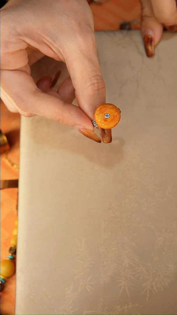 【闪购商品】琥珀戒指银S925镶嵌戒指