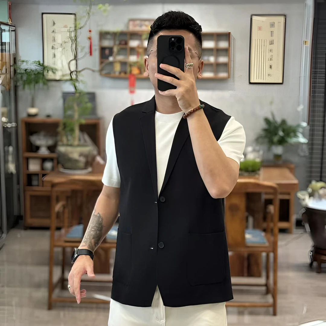 79157欧货秋季高奢简约纯色单排扣男士针织马甲