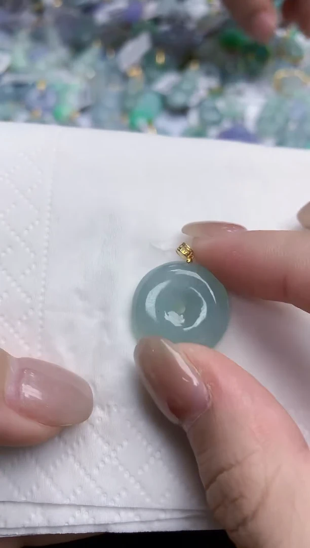 【闪购商品】翡翠颈饰18K金镶嵌天然缅甸翡翠A货