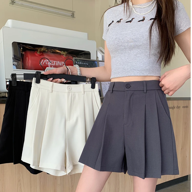 夏季大码薄款休闲西装短裤宽松显瘦裤裙a字阔腿五分裤5655#